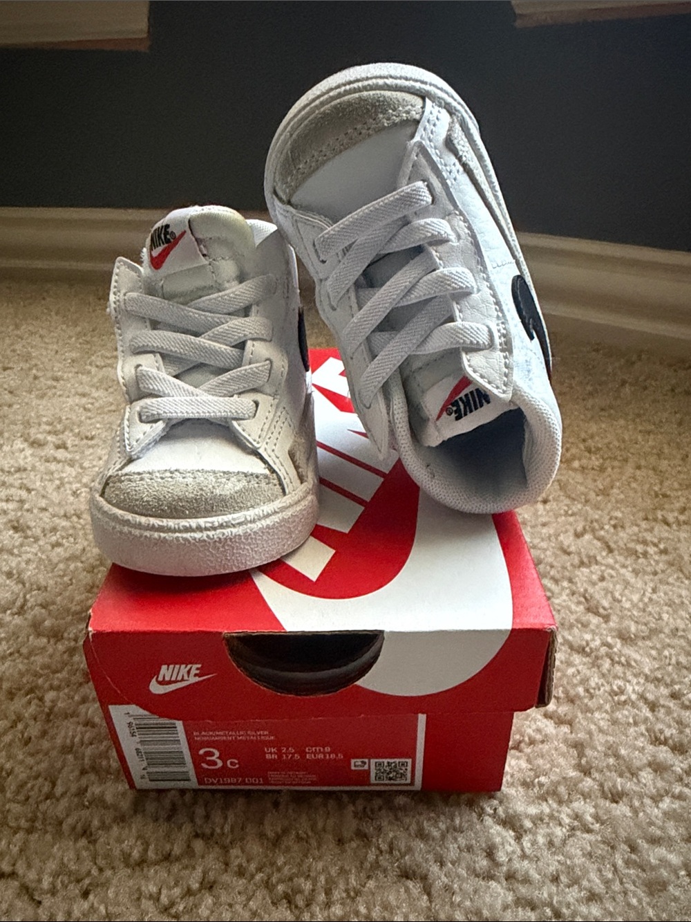 Nike Dunk Low Baby White and Black Sneakers
